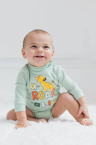 Vista 3 de Disney Simba Mickey Mouse Baby - Paquete de 2 mamelucos de cuello alto para bebé recién nacido a bebé