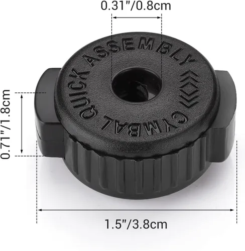 Vista 6 de Facmogu 6 piezas de tuercas de platillo de plástico negro, tuerca de platillo de 8 mm de ajuste rápido para kit de tambor de percusión, tuerca