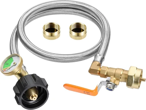 Vista 11 de Adaptador de repuesto de propano DPB de 3 pies con manguera de goma para 1 Negro
