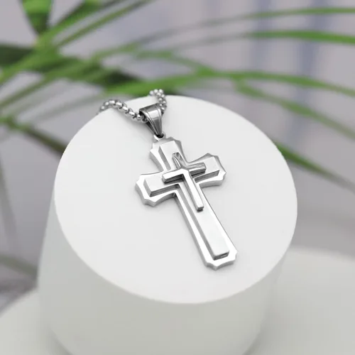 Vista 5 de Cross necklace for men Christian gifts for women,silver necklaces for teen girls chain mens religious essentials fear of god jewelry men's stainless