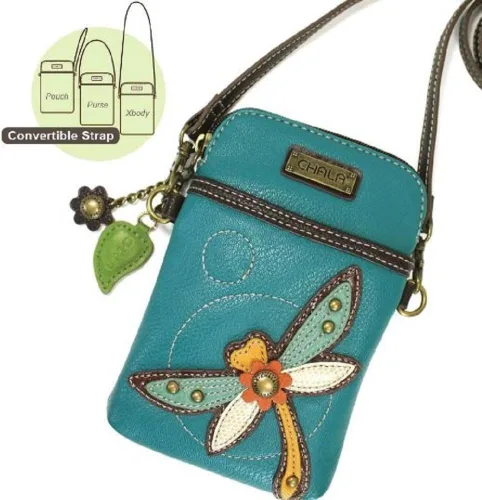 Vista 4 de CHALA Bolso cruzado para teléfono celular, piel sintética, lona multicolor con correa ajustable