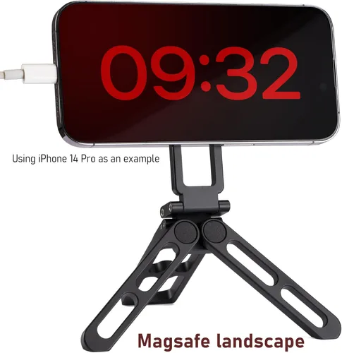Vista 2 de Trípode de bolsillo compatible con MagSafe, sujeción magnética resistente, altura ajustable para teléfonos MagSafe, ideal para vlogging