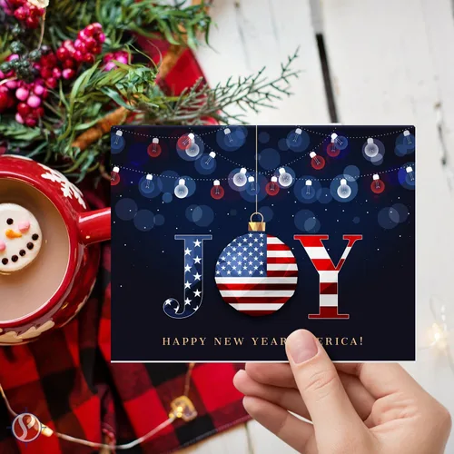 Vista 4 de 2026 Feliz Año Nuevo América! - Tarjetas de felicitación y sobres plegables de Navidad (en blanco en el interior), tarjetas patrióticas para regalos