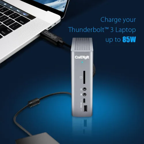 Vista 10 de CalDigit TS3 Plus Thunderbolt 3 Dock - Carga de 87W, 7 puertos USB 3.1, USB-C Gen 2, DisplayPort, ranura para tarjeta SD UHS-II, Gigabit Ethernet