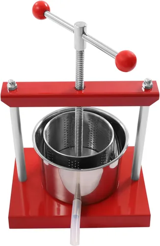Vista 6 de Prensa manual para vino de frutas, barriles de acero inoxidable, prensado a mano para jugo, verduras, vino, aceite de oliva (3L/0.8 galones)