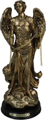 Vista 9 de Ebros - Estatua de Arcángel del Consejo Angélico de la Iglesia Católica Ortodoxa Oriental, estatua de 8 pulgadas de alto con placa de nombre
