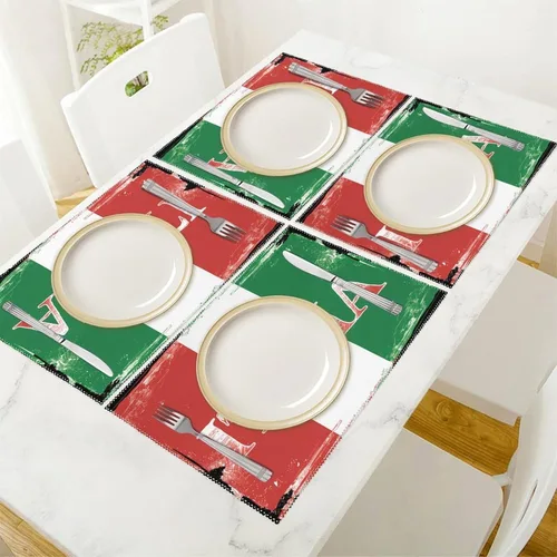 Vista 5 de Italia National Pridees Placemats Set of 6 Resistant Table Mats Washable Place Mats for Dinner Party Table Decoration