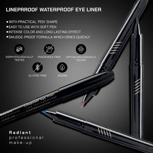 Vista 11 de Radiant - Delineador de ojos líquido profesional, impermeable, a prueba de manchas y de larga duración, con punta de fieltro de precisión flexible