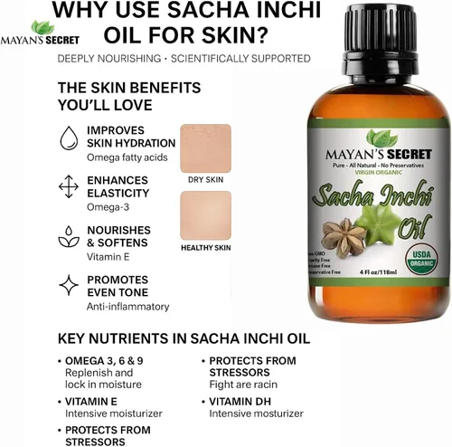 Vista 4 de Mayan's Secret Aceite de Sacha Inchi - Omega-3-6-9 orgánico certificado por USDA