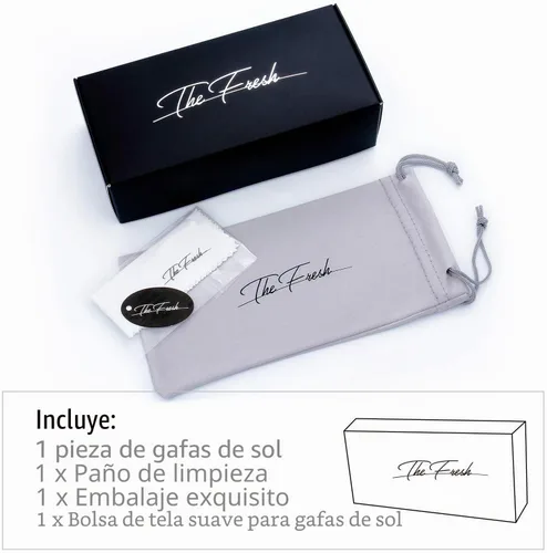 Vista 6 de The Fresh - Lentes de sol minimalistas pequeños rectangulares transparentes - Embalaje exquisito