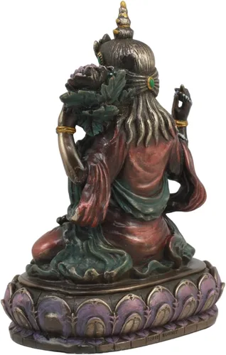Vista 4 de Ebros Avalokiteśvara Kuan Yin sentado en la estatua del trono de loto 6 pulgadas de alto, compasión infinita de todos los budas Guanyin