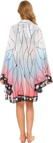 Vista 3 de Kimetsu no Yaiba SwimsuitKochou Shinobu Cosplay Costume Swimwear with Beach Cover Up Anime Bathing Suits Set