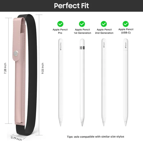 Vista 2 de MoKo Soporte para lápiz para Apple Pencil Pro, Apple Pencil de 1ª/2ª generación, iPencil (USB-C), Funda de cuero PU para lápiz de iPad con hebilla