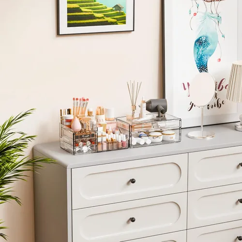Vista 7 de Yieach 2 Pack Organizador de Maquillaje Transparente para Encimera para Vestidor, Organizador de Tocador y Baño, Organizadores Acrílicos