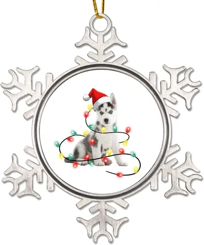 Vista 12 de Decoración de árbol de Navidad de metal con copo de nieve para perro, adorno de Navidad para perro, adorno de Navidad de feliz Navidad, sombrero