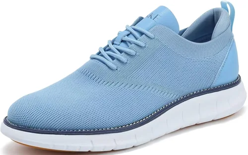 Vista 6 de SVNKE Zapatos de vestir de malla para hombre, zapatos casuales de negocios, con cordones, zapatos Oxford ligeros, transpirables, cómodos, suela