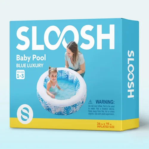 Vista 9 de SLOOSH Piscina inflable infantil para niños, piscina de 36 x 11 pulgadas con almohadilla suave para niños y niños pequeños, piscina redonda inflable