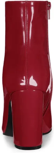 Vista 3 de Allegra K Botines con cremallera y tacón grueso para mujer