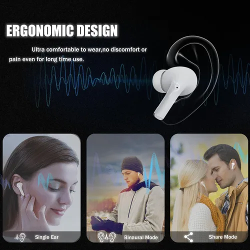 Vista 7 de Auriculares inalámbricos con cancelación activa de ruido, auriculares Bluetooth 5.3 con funda de carga, auriculares intrauditivos con micrófono
