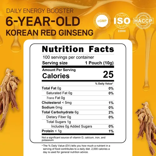 Vista 6 de Extracto de ginseng rojo coreano de 6 años y miel real 100 palitos Sabor dulce 15% miel australiana Apoyo diario para hombres y mujeres