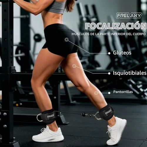 Vista 6 de Frelaxy Correas para Tobillo para Máquina de Cable – Correas para Piernas Cómodas y Duraderas para Patadas Traseras, Entrenamientos de Glúteos