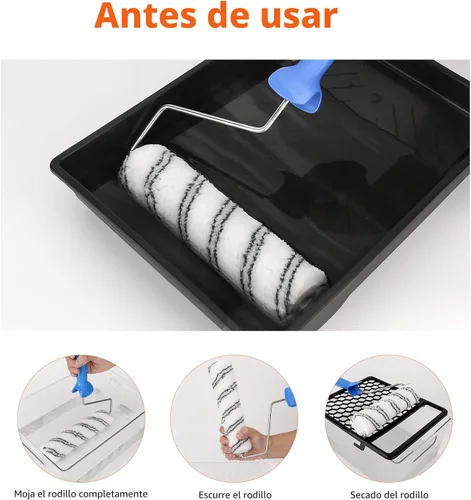 Vista 3 de Cubiertas de rodillo de pintura de microfibra Amazon Basics, para acabado suave, 9 x 3/8 pulgadas, paquete de 6