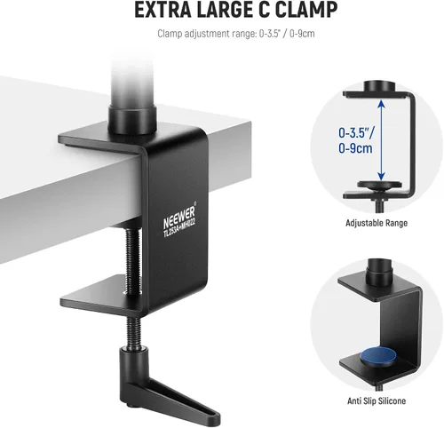 Vista 4 de NEEWER Kit de Soporte de Cámara Mejorado con Brazo de Boom Telescópico de Tres Pliegues (Carga Máxima 2lb), Soporte de Escritorio Telescópico