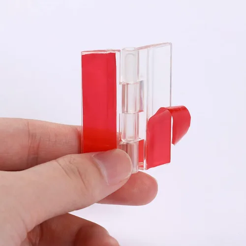 Vista 2 de 12 piezas de herramientas de bisagra continua transparente pequeña autoadhesiva de acrílico para gabinete, cajón, muebles, DIY, soporte