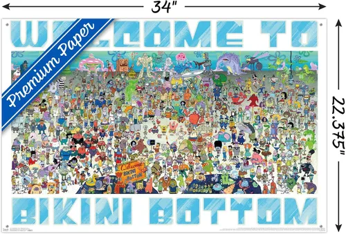 Vista 3 de Nickelodeon Bob Esponja - Póster de pared con alfileres de empuje de Every Character Ever 19