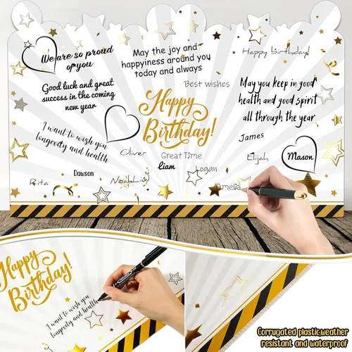 Vista 3 de Tiamon Tarjeta de felicitación grande de 25 x 16 pulgadas, libro de invitados gigante, tarjeta de feliz cumpleaños, libro de invitados de plástico