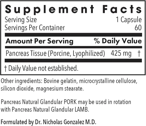 Vista 3 de Allergy Research Group ARG Pancreas Natural Glandular – Apoya la actividad saludable del páncreas, inmune y digestiva – 425 mg por porción – Tejido