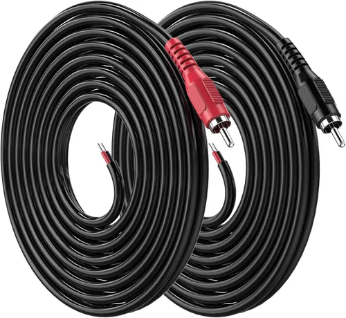 Vista 8 de UIInosoo - Cable RCA a altavoz, paquete de 2 adaptadores de enchufe macho RCA a cable desnudo extremo abierto, cable de audio de 1 pie, negro y rojo