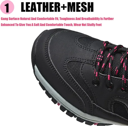 Vista 4 de Lymphvity Zapatos ortopédicos de senderismo para mujer, zapatos de senderismo para exteriores, ligeros, ligeros, con cordones, antideslizantes