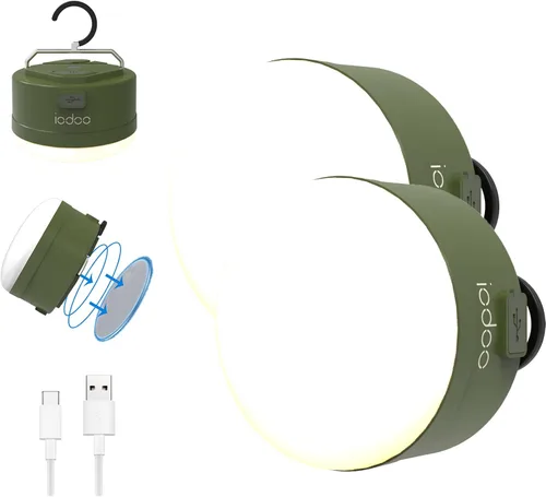 Vista 7 de Luz de campamento recargable de 3000 mAh, 2000 lm, cálida/blanca/naturaleza/SOS, 4 modos de brillo, ajuste continuo, linterna de campamento, luz