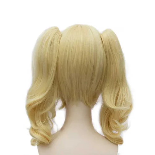 Vista 2 de Tsnomore - Peluca Cosplay, pelo rizado, largo mediocon colitas, Rubio
