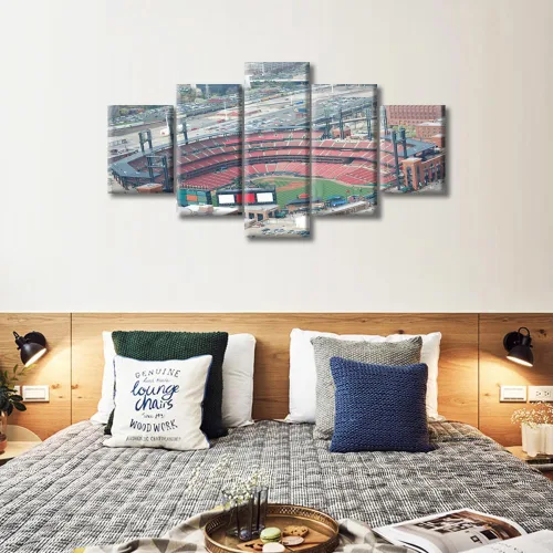 Vista 3 de Busch Stadium Baseball Home Decor St. Louis, Missouri Cityscape - Pósteres e impresiones artísticas de pared de 5 piezas de estadios de béisbol