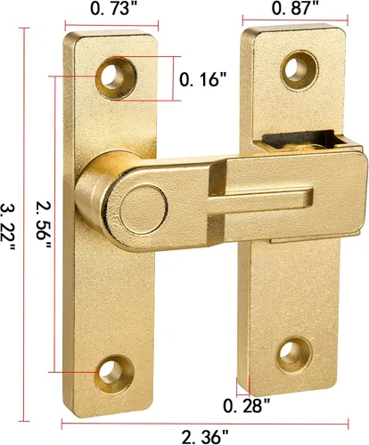 Vista 2 de INIRET Cerradura de puerta de granero abatible de 180 grados, cerraduras doradas resistentes para puerta, cerradura de cerrojo de seguridad