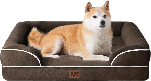 Vista 26 de EHEYCIGA – Cama ortopédica impermeable para perros pequeños, de espuma viscoelástica tipo caja de huevos, con bordes elevados y base antideslizante