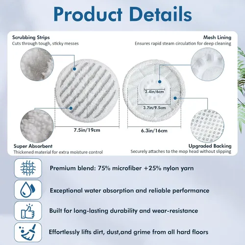 Vista 3 de 10 Pack Steam Mop Replacement Pads for Shark Steam & Scrub S8201