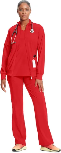 Vista 44 de Infinity by Cherokee 2391A - Chaquetas médicas con cremallera frontal para mujer, tela elástica en 4 direcciones