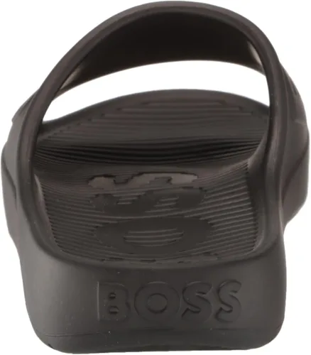 Vista 3 de BOSS Sandalias de vinilo con logotipo llamativo para hombre, Negro Galaxy
