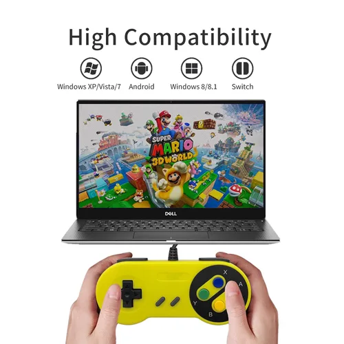Vista 5 de Coiorvis Wired Controller for Switch, USB controller for PC Emulator Game, Mobile Controller (Yellow)