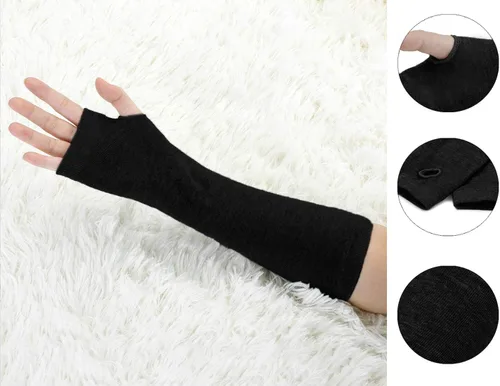 Vista 2 de Allegra K Calentadores de brazo sin dedos unisex de moda clásica