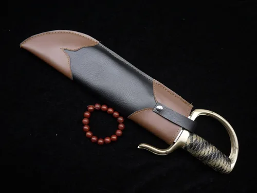 Vista 2 de Chinese Wing Chun - Espadas de mariposa Bart Cham Dao - Cuchillas de acero inoxidable hechas a mano con funda de cuero, accesorios de latón