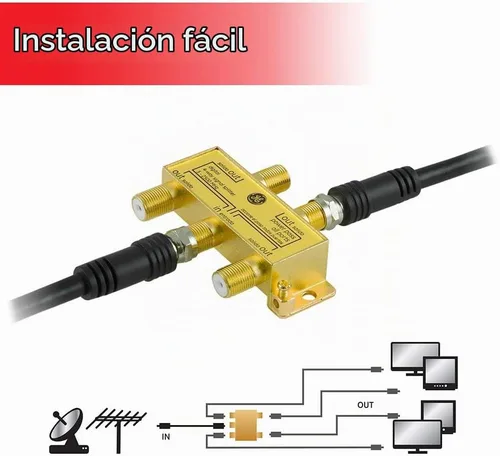 Vista 2 de GE Digital 4-Way Coaxial Cable Splitter, 2.5 GHz 5-2500 MHz, RG6 Compatible