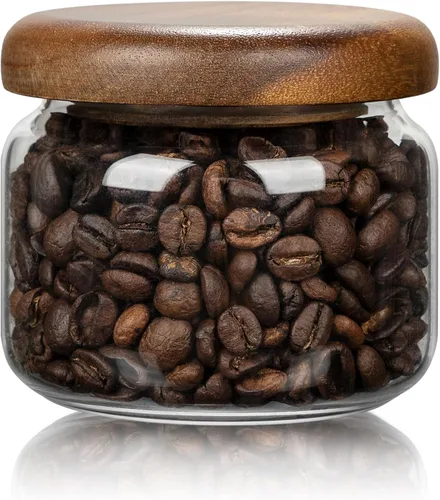 Vista 18 de 1 tarro de almacenamiento de vidrio con tapas herméticas, recipiente de café de 54 onzas líquidas (54.1 fl oz) con tapa de madera, recipiente