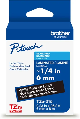 Vista 42 de Cinta laminada Brother Negro sobre Transparente, 6 mm (Tze111)