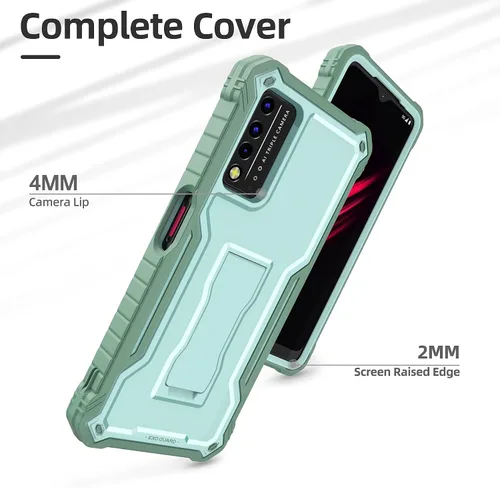 Vista 2 de ExoGuard Funda para T-Mobile REVVL V Plus 5G, funda de goma a prueba de golpes de cuerpo completo, protector de pantalla integrado y soporte Verde