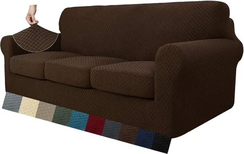 Vista 39 de MAXIJIN funda para sofá de 4 piezas, para sofás de 3 plazas, muy elástica, no se desliza, para perros, para mascotas, protector elástico de muebles