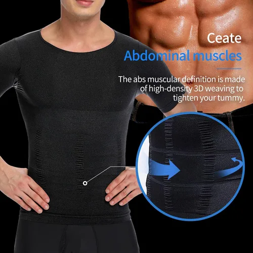 Vista 2 de MISS MOLY Camisas de compresión para hombre, camiseta adelgazante, chaleco moldeador para ocultar ginecomastia Moobs capa base camisetas sin mangas